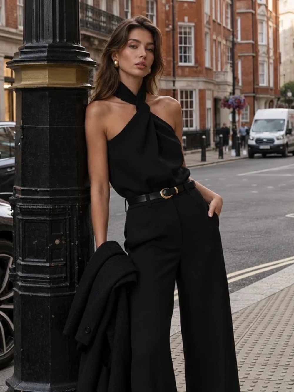 Commense Black Cross Halter Tank Top